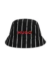 Hugo Boss Logo-print Striped Bucket Hat In Black