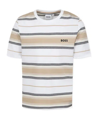 Hugo Boss Logo-print Striped T-shirt In Multi