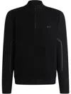 Hugo Boss Zip-neck Regular-fit Sweater With Logo Detail In ブラック