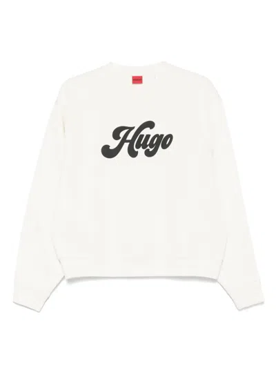 Hugo Boss Logo-print Sweatshirt In White