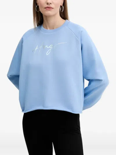 Hugo Boss Logo-print Sweatshirt In Blue
