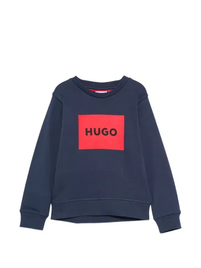 Hugo Boss Logo-print Sweatshirt In Blue