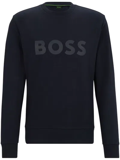 Hugo Boss Logo-print Sweatshirt In Blue