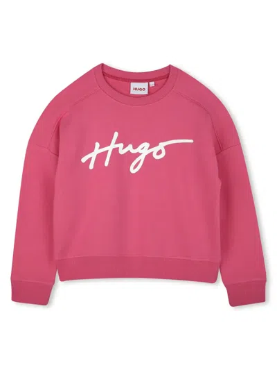 Hugo Boss Kids' Logo-print Sweatshirt In Pink