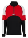 Hugo Boss Color-blocked Sweatshirt With Racing-inspired Logo Badge In Red