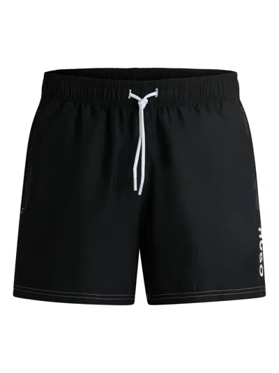 Hugo Boss Logo-print Swim Shorts In Black
