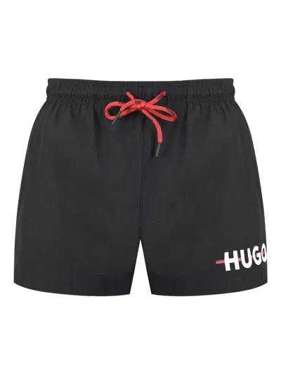 Hugo Boss Logo-print Swim Shorts In Black