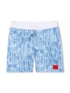 Hugo Boss Logo-print Swim Shorts In Blue