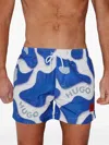 Hugo Boss Logo-print Swim Shorts In Blue