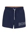 Hugo Boss Quick-drying Swim Shorts With Outline Logo In Blue