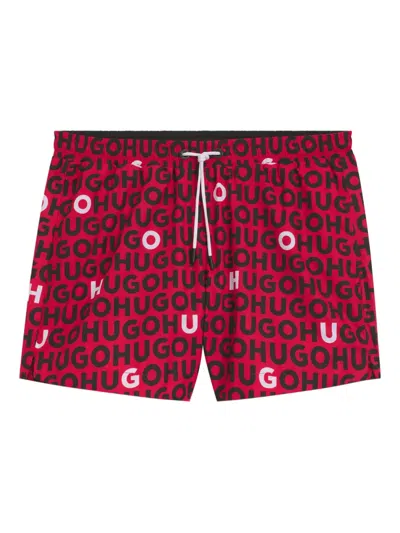 Hugo Boss Logo-print Swim Shorts In Purple