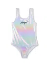 Hugo Boss Logo-print Swimsuit In Silver