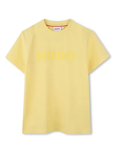 Hugo Boss Kids' Logo-print T-shirt In イエロー
