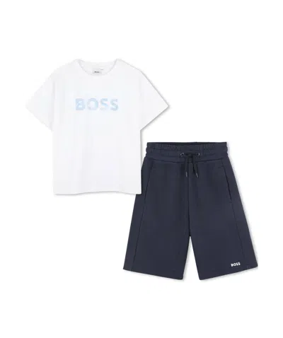 Hugo Boss Logo-print T-shirt And Shorts Set