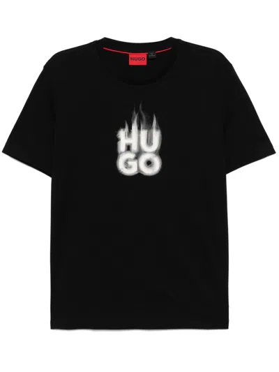 Hugo Boss Black Flame Logo T-shirt In 001-black