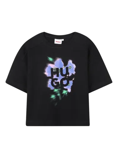 Hugo Boss Kids' Logo-print T-shirt In Black