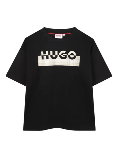 Hugo Boss Kids' Logo-print T-shirt In Black