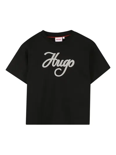 Hugo Boss Kids' Logo-print T-shirt In Black