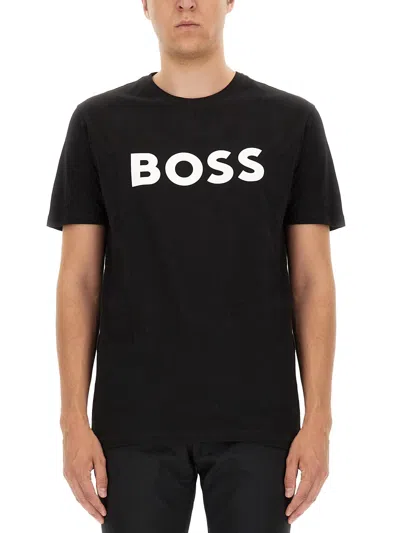 Hugo Boss Logo-print Cotton T-shirt In Black