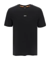 Hugo Boss Stretch-cotton Pajama T-shirt With Signature-stripe Tape In Black