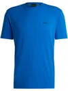 Hugo Boss Stretch-cotton Regular-fit T-shirt With Contrast Logo In Light Blue