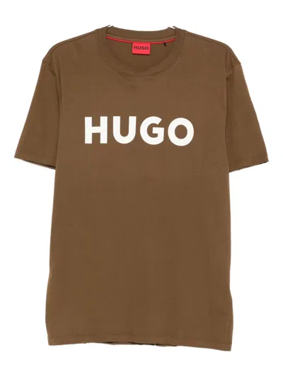 Hugo Boss Logo-print T-shirt In Brown