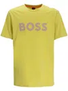 Hugo Boss Cotton-jersey T-shirt With Rubber-print Logo In Green