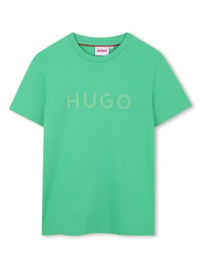 Hugo Boss Kids' Logo-print T-shirt In Green