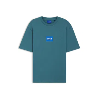 Hugo Boss Logo-print T-shirt In Cotton Jersey In Blue