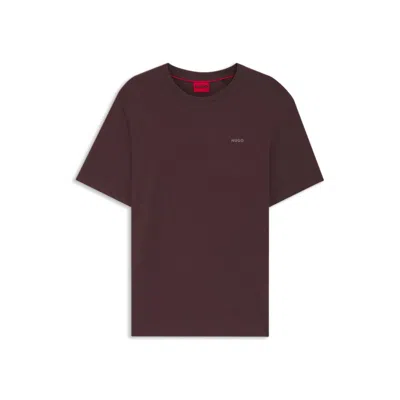 Hugo Boss Logo-print T-shirt In Cotton Jersey In Brown