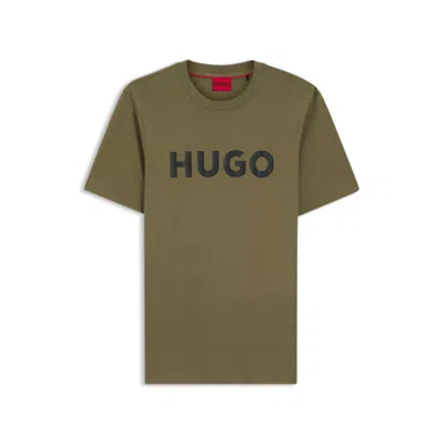 Hugo Boss Logo-print T-shirt In Cotton Jersey In Green