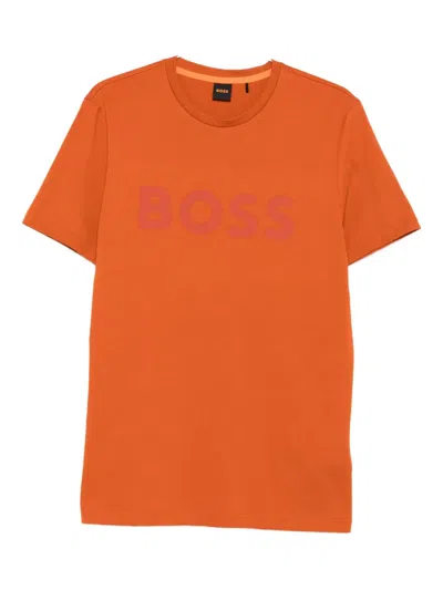 Hugo Boss Logo-print T-shirt In Orange