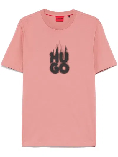 Hugo Boss Logo-print T-shirt In Rosa