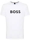 Hugo Boss Cotton-jersey T-shirt With Curved-logo Print In White