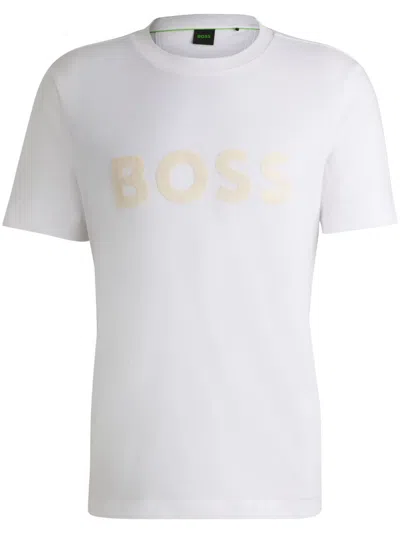 Hugo Boss Cotton-jersey T-shirt With Mirror-effect Logo Print In White