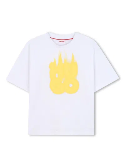 Hugo Boss Kids' Logo-print T-shirt In White