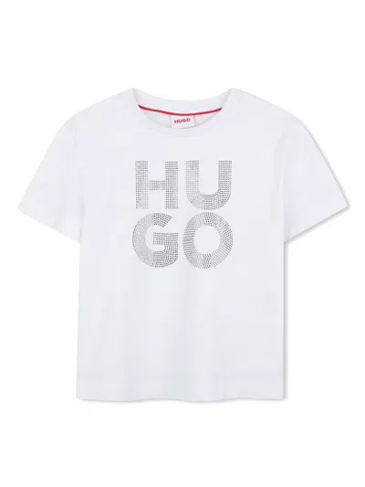 Hugo Boss Kids' Logo-print T-shirt In White