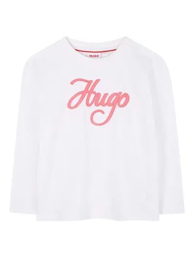 Hugo Boss Kids' Logo-print T-shirt In White