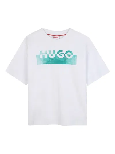 Hugo Boss Kids' Logo-print T-shirt In White