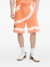 Hugo Boss Logo-print Tie-dye Track Shorts In Orange