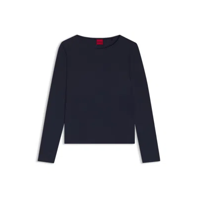 Hugo Boss Logo-print Top In Stretch Jersey In Blue