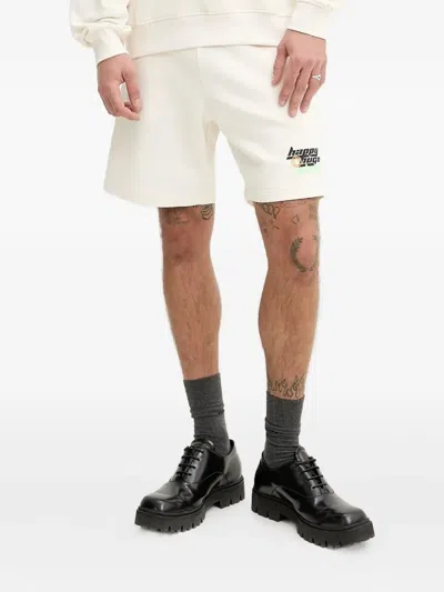 Hugo Boss Logo-print Track Shorts In Neutral