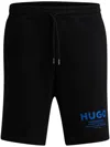 Hugo Boss Loose-fit Shorts In Cotton Terry With Logo Print In Black