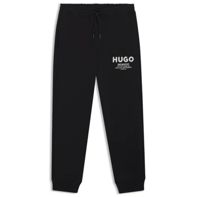 Hugo Boss Logo-print Tracksuit Bottoms In Cotton Terry In Black