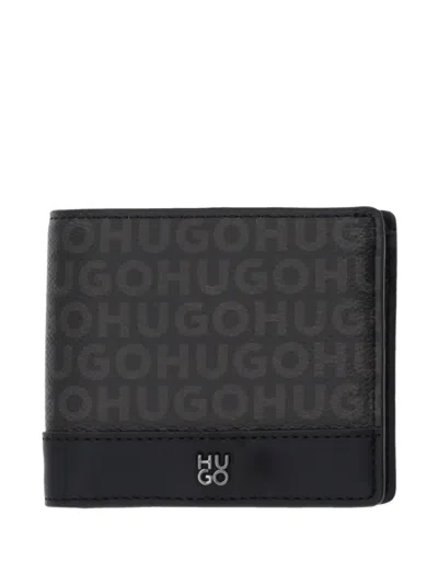 Hugo Boss Logo Print Wallet In Black