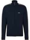 Hugo Boss Logo-print Zip-up Cardigan In Blue