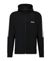Hugo Boss Boss X Matteo Berrettini Regular-fit Zip-up Hoodie With Signature-stripe Artwork In Black