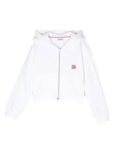 Hugo Boss Kids' Kapuzenjacke Mit Logo-print In White