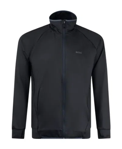 Hugo Boss Logo-print Zip-up Jacket In Black