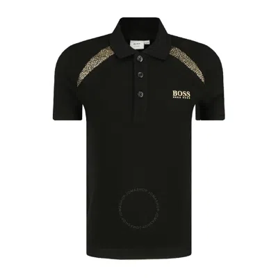 Hugo Boss Logo-printed Cotton Polo Shirt In Black